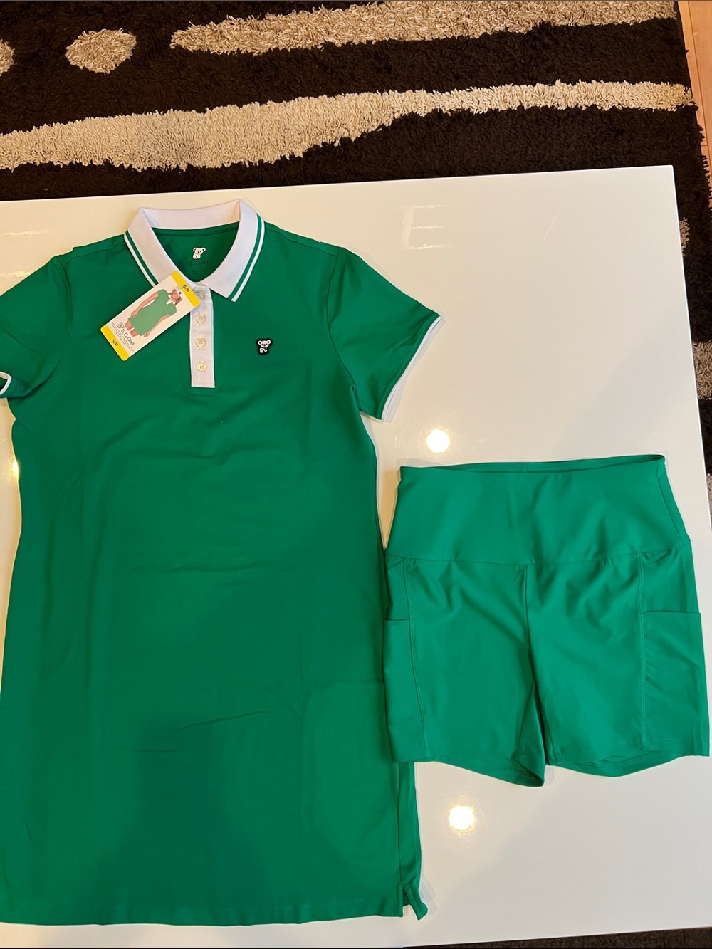 Green Polo Set Dress with Matching Shorts